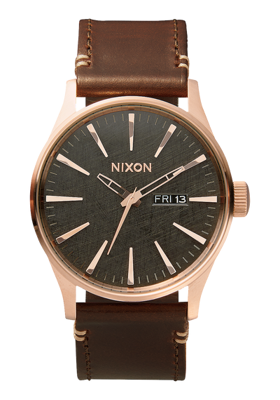 Sentry Leather - Rose Gold / Gunmetal / Brown
