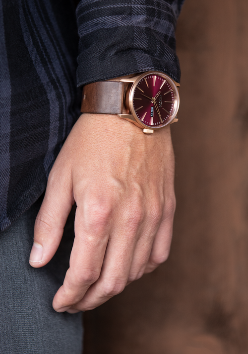 Sentry Leather - Rose Gold / Burgundy / Brown