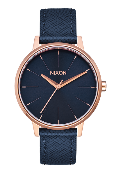 Kensington Leather - Navy / Rose Gold View 1