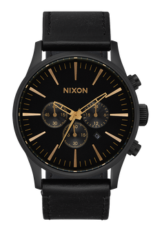 Sentry Chrono Leather - Matte Black / Gold / Black