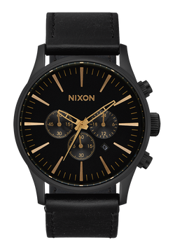 Sentry Chrono Leather - Matte Black / Gold / Black