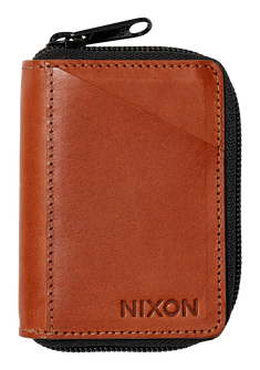 Orbit Zip Card Leather Wallet - Saddle