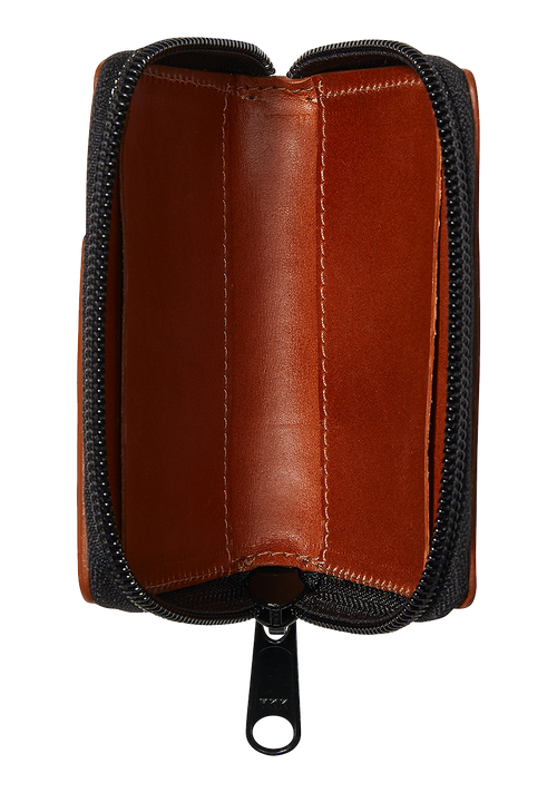 Orbit Zip Card Leather Wallet - Saddle