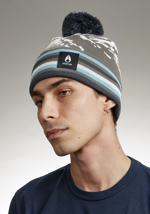 Ridge Pom Beanie - Gray / Multi