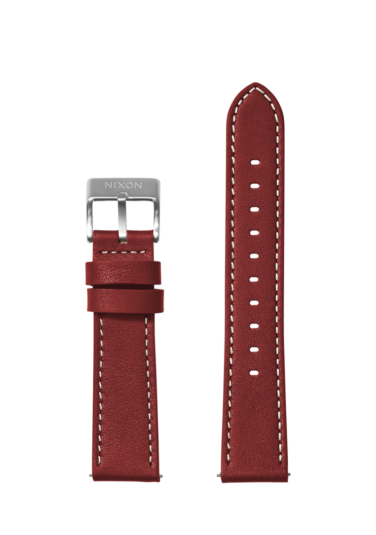 
20mm Stitched Leather Band - Cranberry View 1