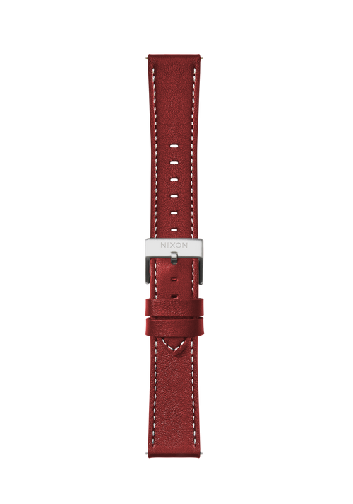 20mm Stitched Leather Band - Cranberry