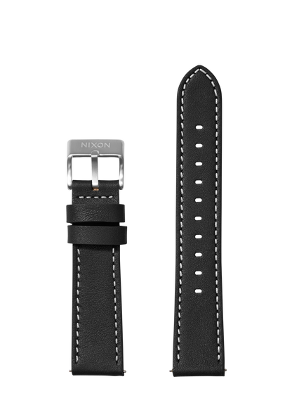 23mm Stitched Leather Band - Black View 1