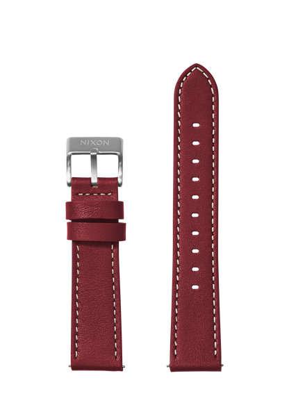 23mm Stitched Leather Band - Cranberry View 1