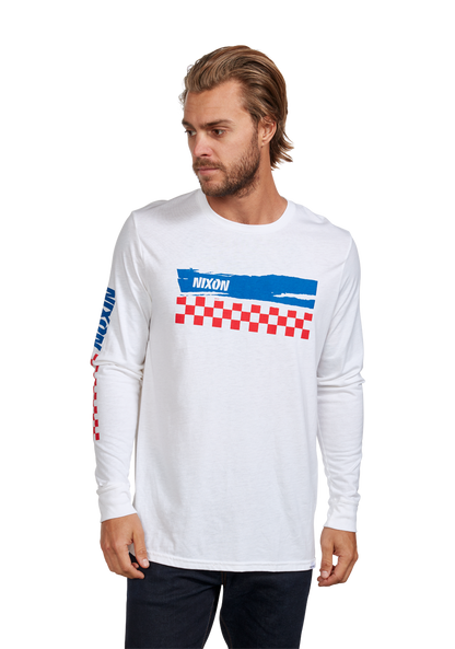 Circuit Long Sleeve Repreve® T-Shirt - White / Navy View 3